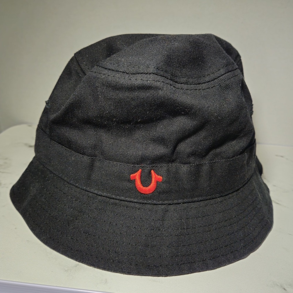 True Religion Black Horseshoe Red Bucket Hat One Size Mens Womens Adult